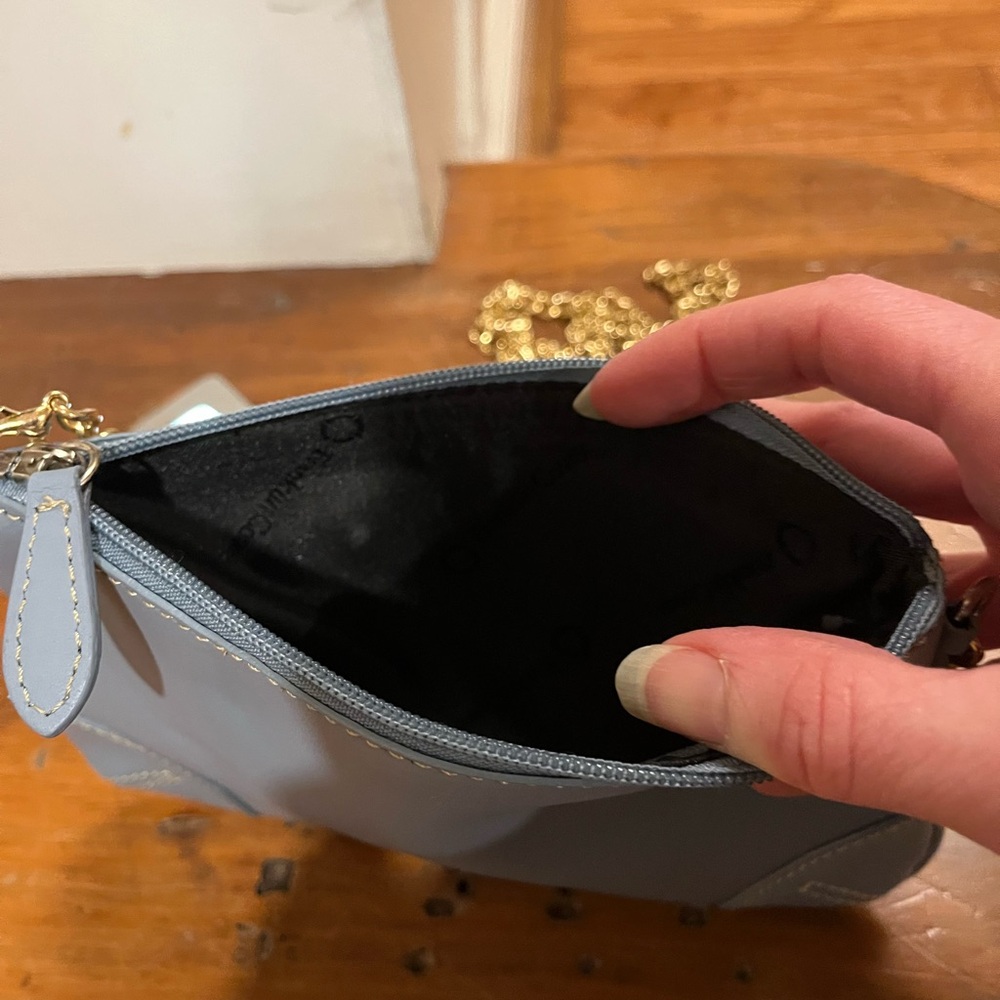 Franklin Covey blue change purse with gold chain strap, New - Picture 4 of 9